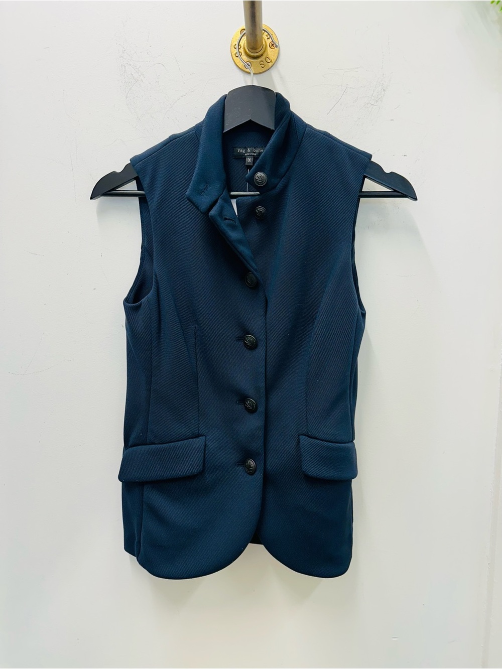 Rag & Bone Navy Collared Vest